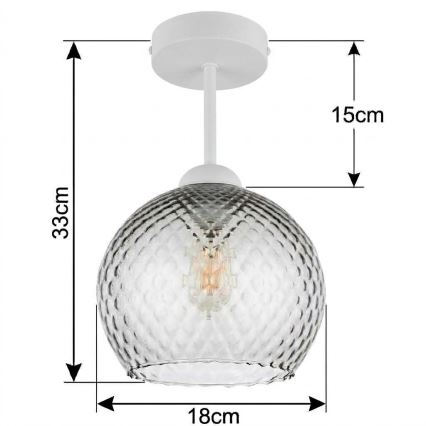 BRILAGI - LED Surface-mounted Ceiling Light RETRO GLASS 1xE27/60W/230V Ø 18 cm white/smoked gray