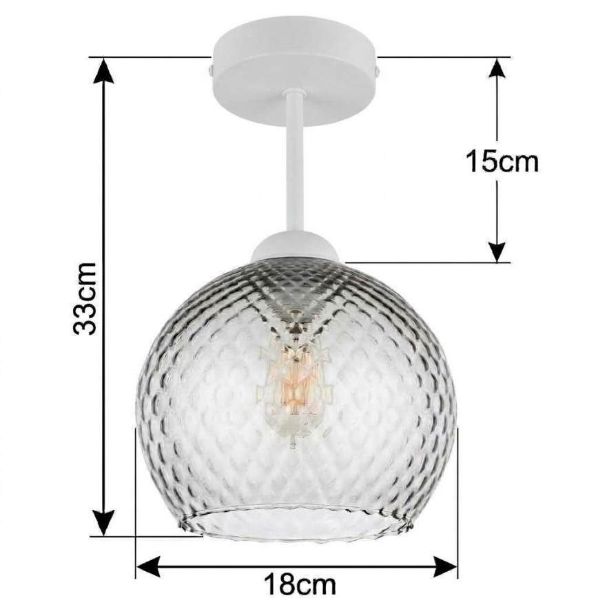 BRILAGI - LED Surface-mounted Ceiling Light RETRO GLASS 1xE27/60W/230V Ø 18 cm white/smoked gray