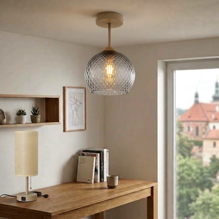 BRILAGI - LED Flush-mounted chandelier RETRO GLASS 1xE27/60W/230V Ø 25 cm beige/smoky gray