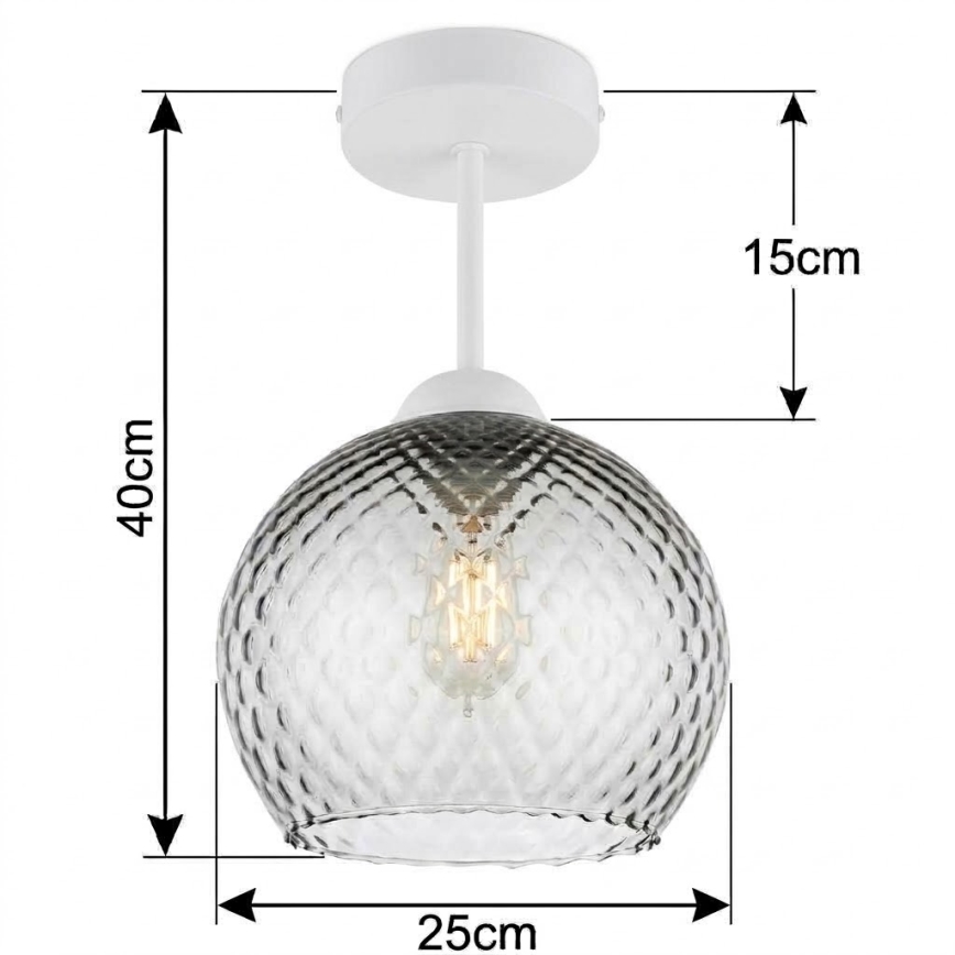 BRILAGI - LED Flush-mounted chandelier RETRO GLASS 1xE27/60W/230V Ø 25 cm white/smoke gray