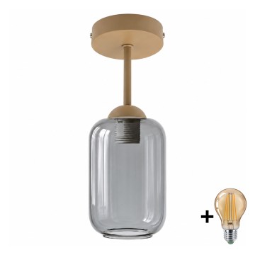 BRILAGI - LED Surface-mounted ceiling light RETRO GLASS 1xE27/60W/230V Ø 14 cm beige/smoke gray