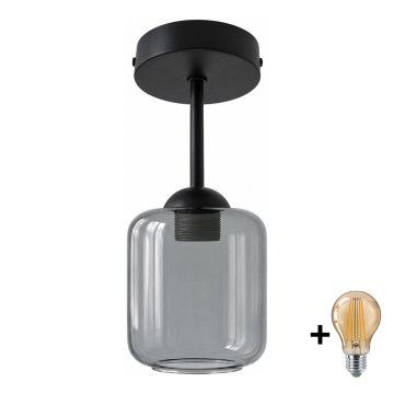 BRILAGI - LED Surface-mounted ceiling light RETRO GLASS 1xE27/60W/230V Ø 14 cm black/smoked gray