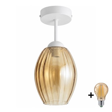 BRILAGI - LED Surface-mounted ceiling light RETRO GLASS 1xE27/60W/230V Ø 17 cm white/smoky beige