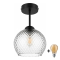 BRILAGI - LED Surface-mounted ceiling light RETRO GLASS 1xE27/60W/230V Ø 18 cm black/smoke gray