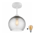 BRILAGI - LED Surface-mounted Ceiling Light RETRO GLASS 1xE27/60W/230V Ø 18 cm white/smoked gray