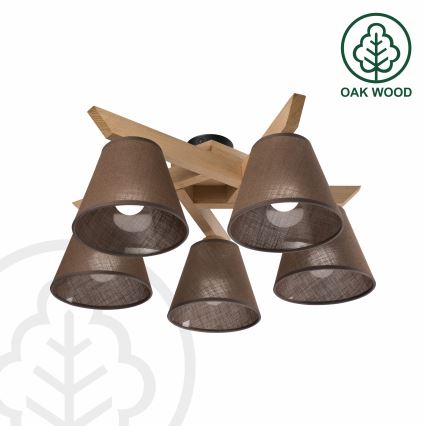 Brilagi - LED  Surface-mounted chandelier ANTHONY 5xE14/40W/230V oak/brown