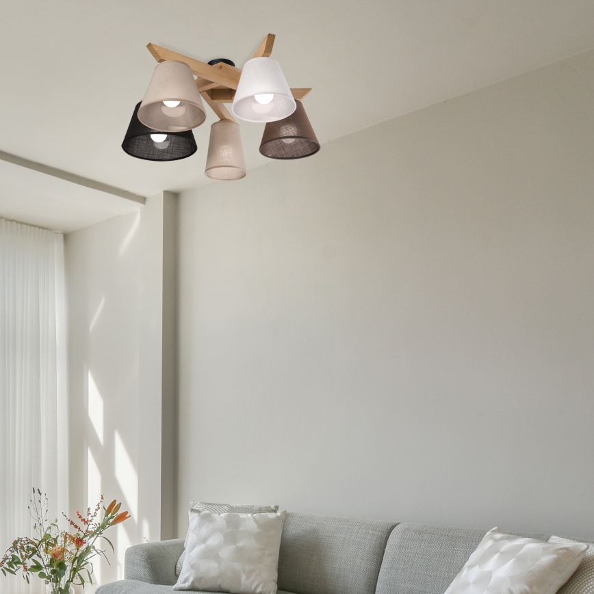 Brilagi - LED  Surface-mounted chandelier ANTHONY 5xE14/40W/230V oak