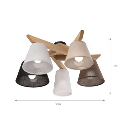 Brilagi - LED  Surface-mounted chandelier ANTHONY 5xE14/40W/230V oak