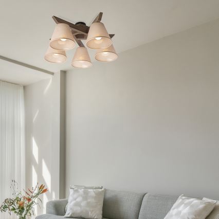 Brilagi - LED  Surface-mounted chandelier ANTHONY 5xE14/40W/230V oak walnut/beige