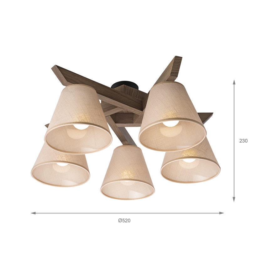 Brilagi - LED  Surface-mounted chandelier ANTHONY 5xE14/40W/230V oak walnut/beige