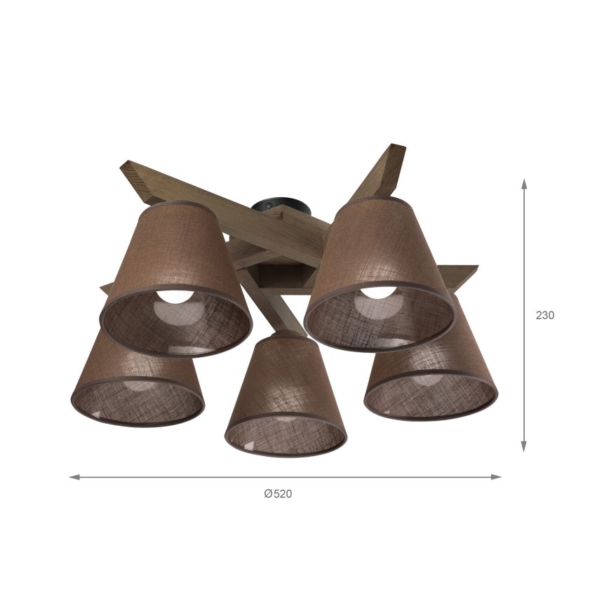 Brilagi - LED  Surface-mounted chandelier ANTHONY 5xE14/40W/230V oak walnut/brown