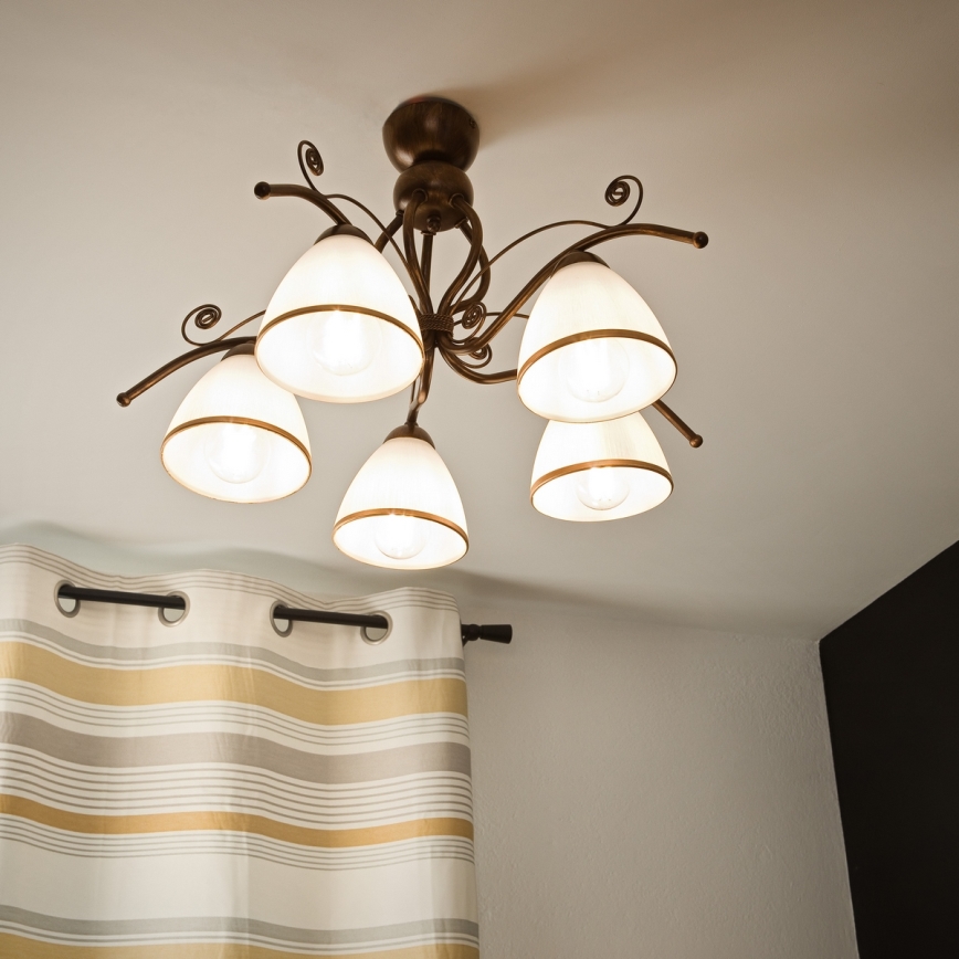 Brilagi - LED Surface-mounted chandelier ANTICO 5xE27/60W/230V bronze patina
