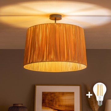 Brilagi - LED Surface-mounted Chandelier CERIA BOHO 1xE27/60W/230V Ø 50 cm Black/Raffia