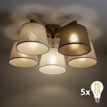 BRILAGI - LED Surface-mounted chandelier LATTE SABIA 5xE27/15W/230V pine/mix