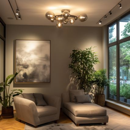 Brilagi - LED Surface-Mounted Chandelier MILLA 10xG9/3W/230V Black Chrome/Smoked