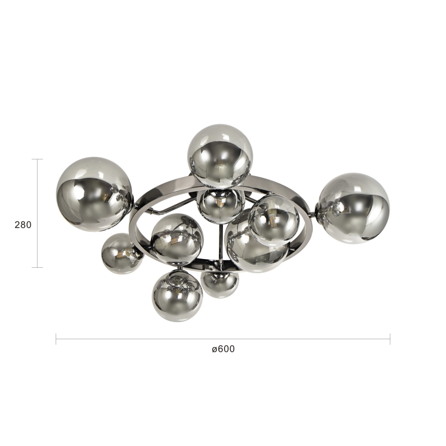 Brilagi - LED Surface-Mounted Chandelier MILLA 10xG9/3W/230V Black Chrome/Smoked