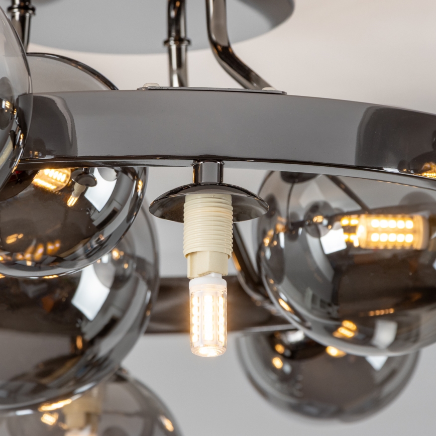 Brilagi - LED Surface-mounted chandelier MILLA 10xG9/3W/230V shiny chrome/smoky