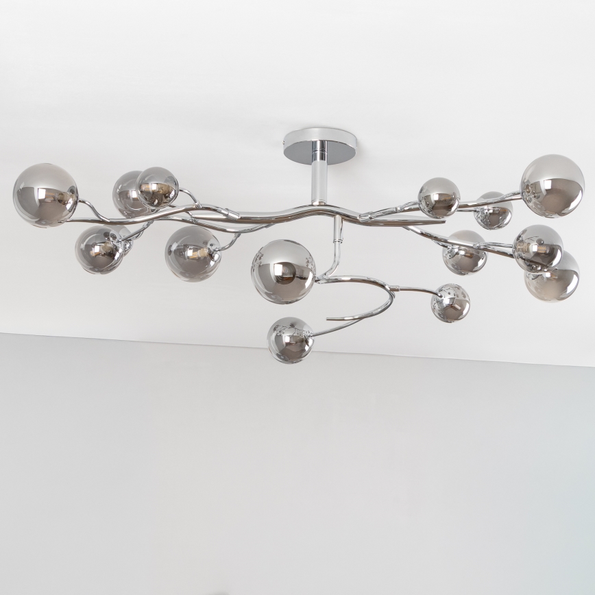 Brilagi - LED Surface-Mounted Chandelier MISTEL 15xG9/3W/230V Black Chrome/Smoked Glass