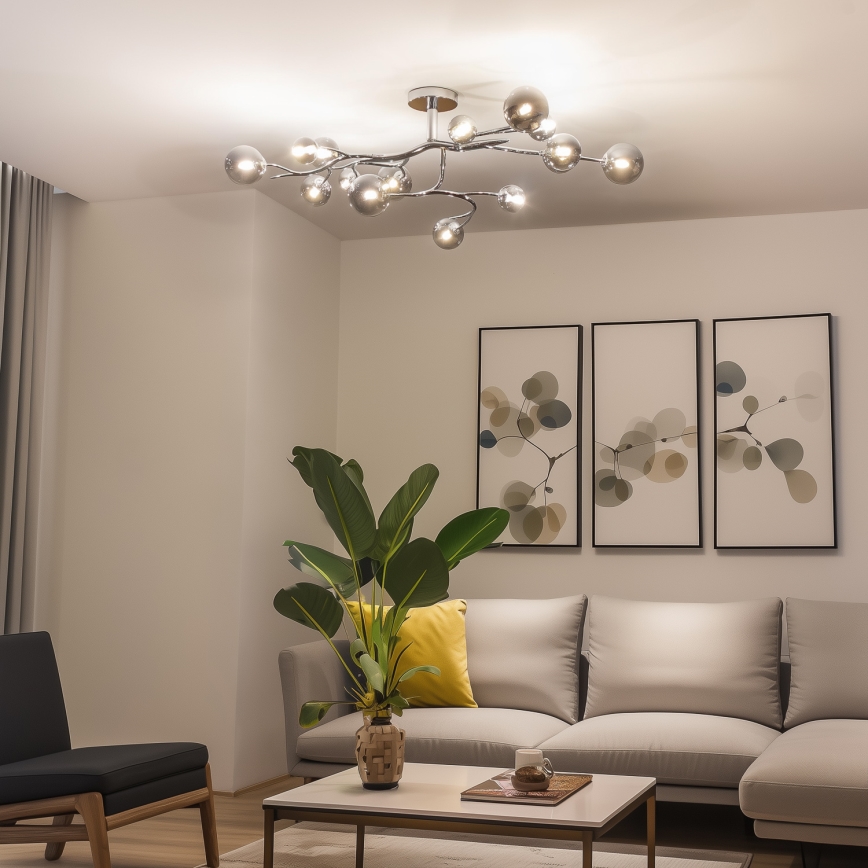 Brilagi - LED Surface-Mounted Chandelier MISTEL 15xG9/3W/230V Black Chrome/Smoked Glass