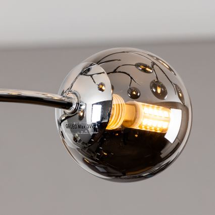 Brilagi - LED Surface-Mounted Chandelier MISTEL 15xG9/3W/230V Black Chrome/Smoked Glass