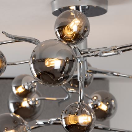 Brilagi - LED Surface-Mounted Chandelier MISTEL 15xG9/3W/230V Black Chrome/Smoked Glass