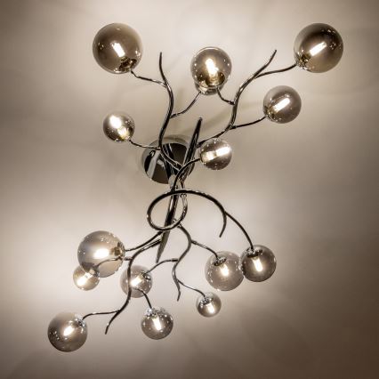 Brilagi - LED Surface-Mounted Chandelier MISTEL 15xG9/3W/230V Black Chrome/Smoked Glass