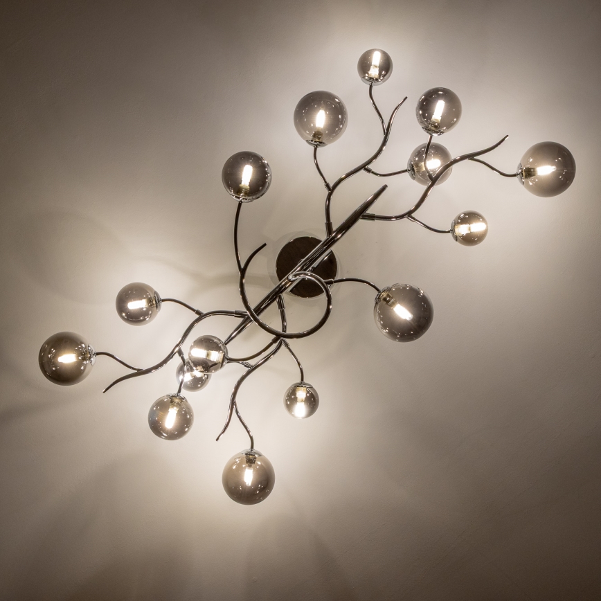 Brilagi - LED Surface-Mounted Chandelier MISTEL 15xG9/3W/230V Black Chrome/Smoked Glass