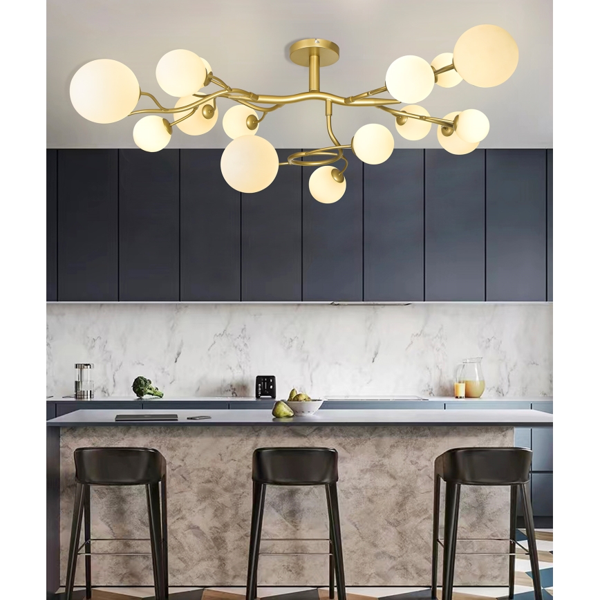 Brilagi - LED Surface-mounted chandelier MISTEL 15xG9/3W/230V gold/white