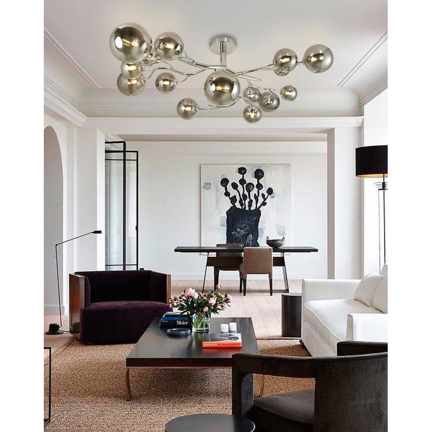 Brilagi - LED Surface-mounted chandelier MISTEL 15xG9/3W/230V shiny chrome/smoky