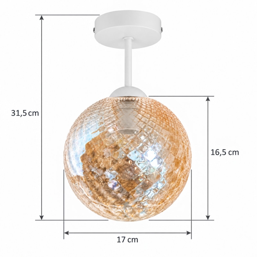 BRILAGI - LED Flush-mounted ceiling light RETRO GLASS 1xE27/60W/230V Ø 17 cm white/smoked beige