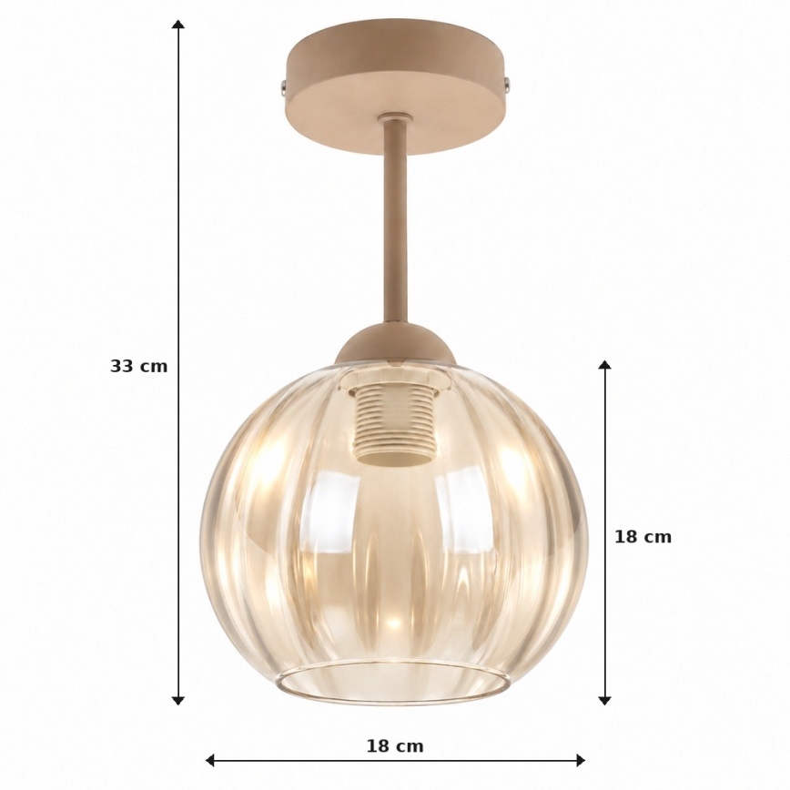 BRILAGI - LED Surface-Mounted Ceiling Light RETRO GLASS 1xE27/60W/230V Ø 18 cm beige/smoked beige