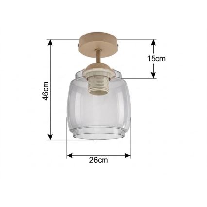 BRILAGI - LED Flush-mounted Chandelier RETRO GLASS 1xE27/60W/230V Ø 26 cm beige/smoky gray