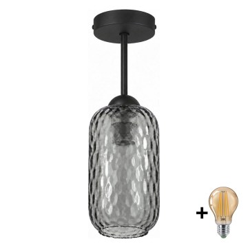 BRILAGI - LED Surface-mounted chandelier RETRO GLASS 1xE27/60W/230V Ø 14 cm black/smoky gray