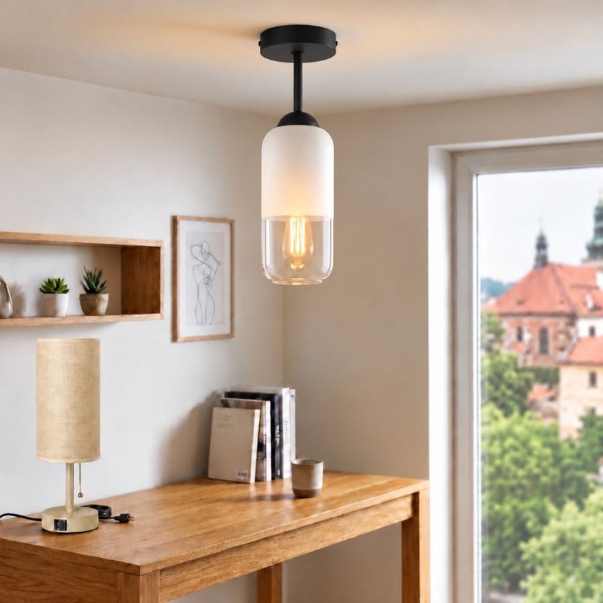 BRILAGI - LED Surface-mounted chandelier RETRO GLASS 1xE27/60W/230V Ø 14 cm black/white