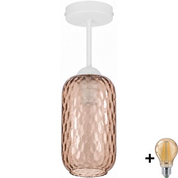 BRILAGI - LED Surface-mounted chandelier RETRO GLASS 1xE27/60W/230V Ø 14 cm white/smoky brown