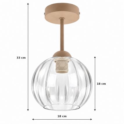 BRILAGI - LED Surface-Mounted Chandelier RETRO GLASS 1xE27/60W/230V Ø 18 cm beige/clear
