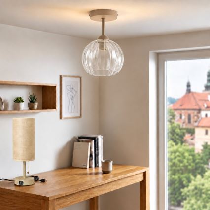 BRILAGI - LED Surface-mounted chandelier RETRO GLASS 1xE27/60W/230V Ø 25 cm beige/clear