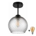 BRILAGI - LED Surface-mounted chandelier RETRO GLASS 1xE27/60W/230V Ø 25 cm black/smoked grey