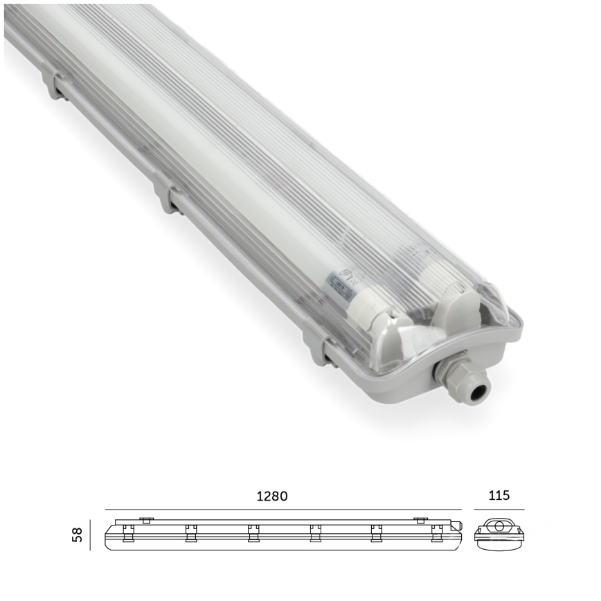 BRILAGI - OPTIMA T8 LED technical dustproof fluorescent luminaire, 2xG13/18W/230V, 4000K, IP65, 128 cm - pallet of 110 pcs