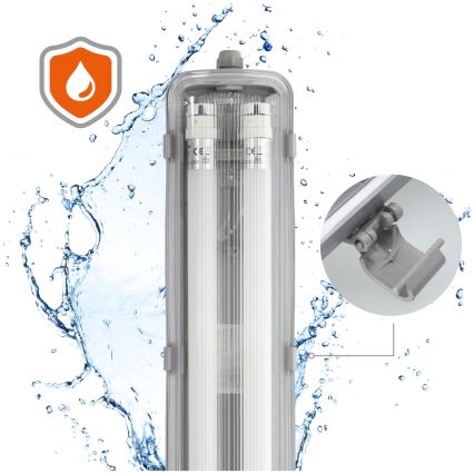 BRILAGI - OPTIMA T8 LED Dustproof Industrial Batten Light, 2x G13/18W/230V, 6500K, IP65, 128 cm