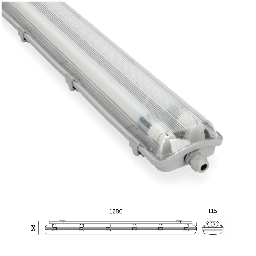 BRILAGI - OPTIMA T8 LED Dustproof Industrial Batten Light, 2x G13/18W/230V, 6500K, IP65, 128 cm