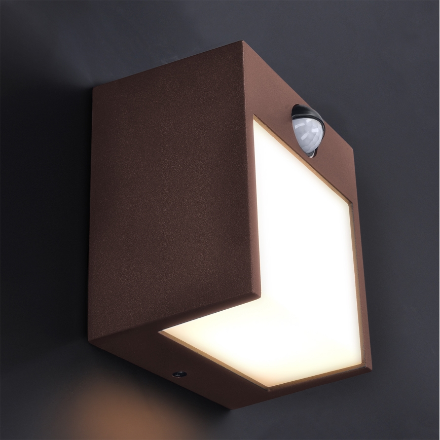 Brilagi - TERNI LED Outdoor Wall Light with Sensor LED/12W/230V, Brown, IP44