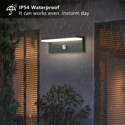 Brilagi - TESSI LED Outdoor Wall Light with Sensor, LED/10W/230V, Anthracite, IP54