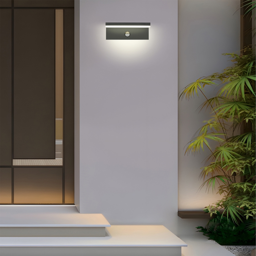 Brilagi - TESSI LED Outdoor Wall Light with Sensor, LED/10W/230V, Anthracite, IP54