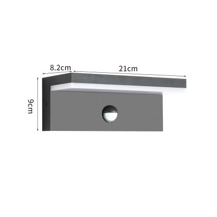 Brilagi - TESSI LED Outdoor Wall Light with Sensor, LED/10W/230V, Anthracite, IP54