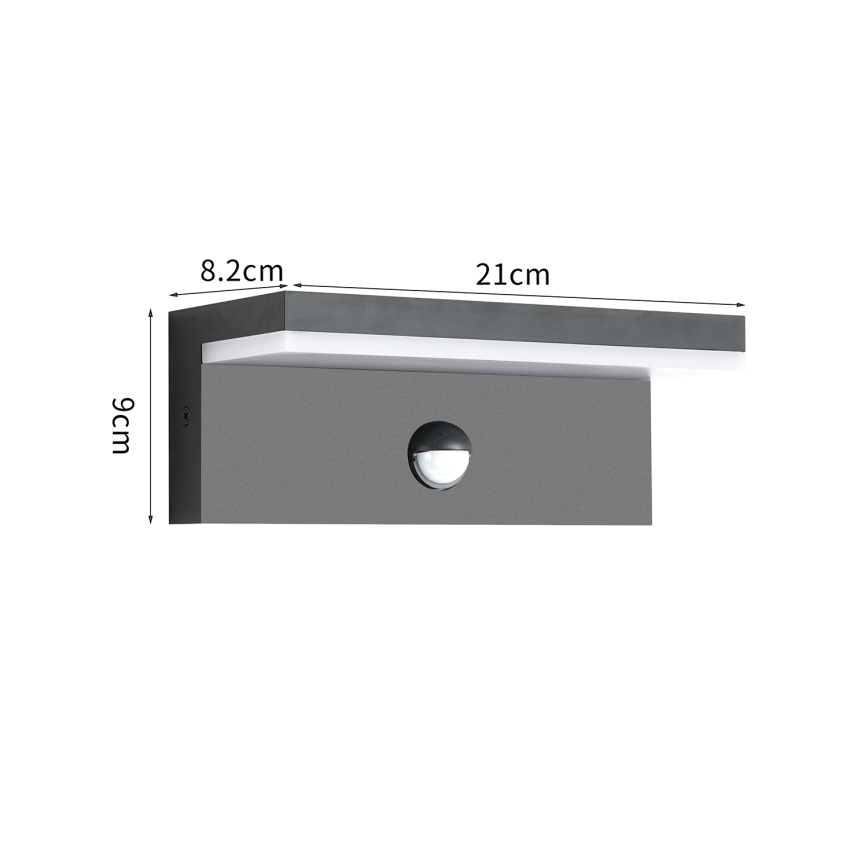 Brilagi - TESSI LED Outdoor Wall Light with Sensor, LED/10W/230V, Anthracite, IP54