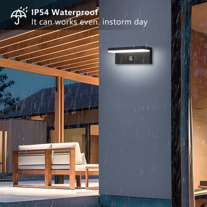 Brilagi - TESSI LED Outdoor Wall Light with Sensor LED/10W/230V Black IP54