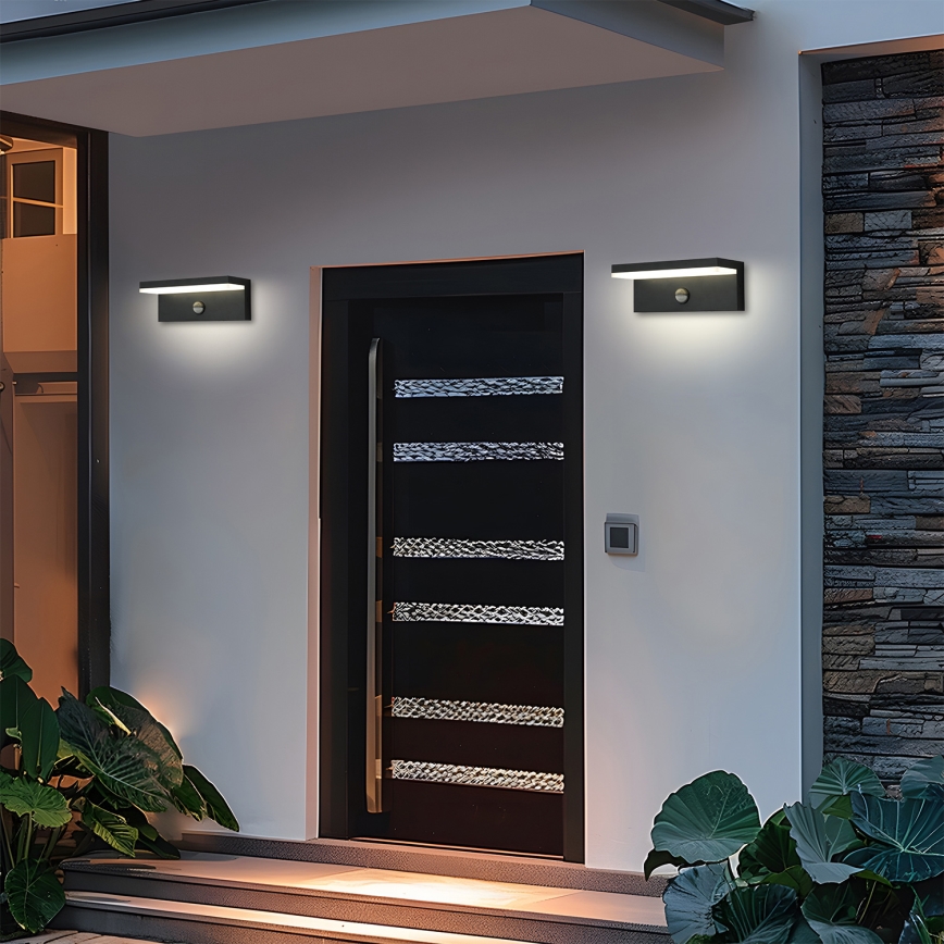 Brilagi - TESSI LED Outdoor Wall Light with Sensor LED/10W/230V Black IP54