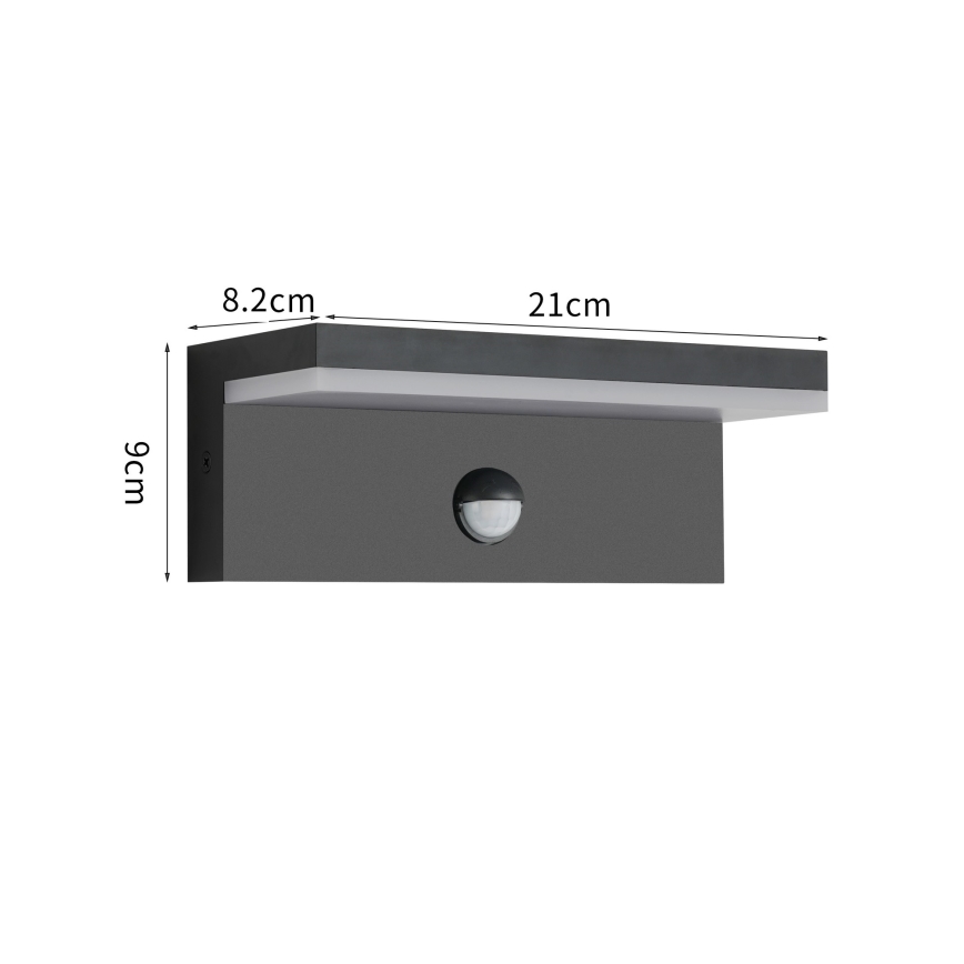 Brilagi - TESSI LED Outdoor Wall Light with Sensor LED/10W/230V Black IP54