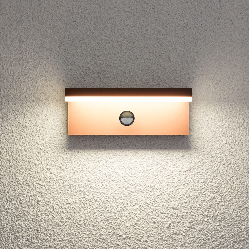Brilagi - TESSI LED Outdoor Wall Light with Sensor, 10W/230V, Brown, IP54
